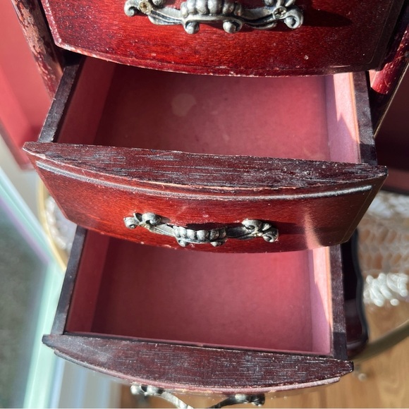 Vintage Powell Wood Jewelry Box 7 Drawer Two Doors Mirror Bombay Style Dark Tone - Picture 9 of 12